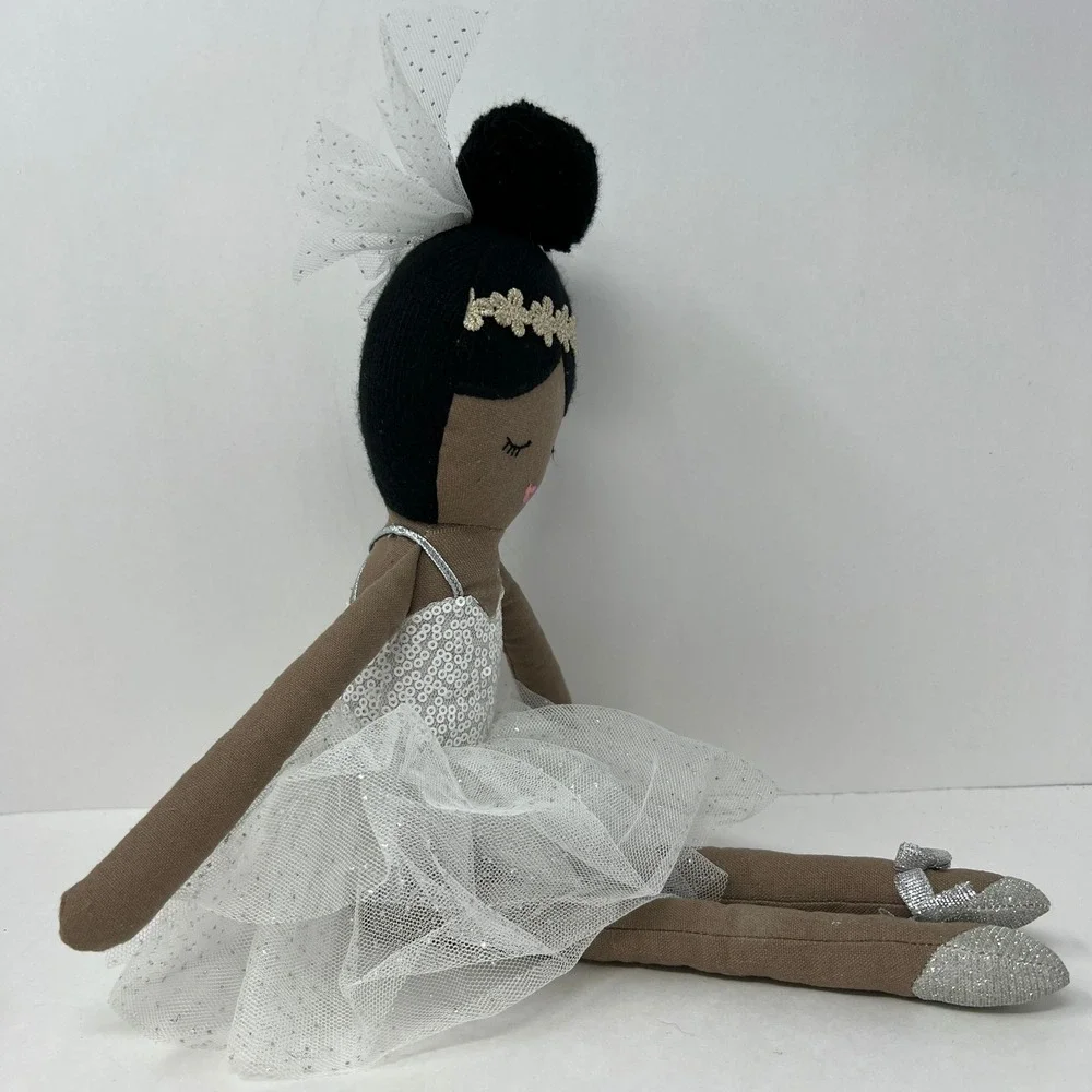 Hobby Lobby Ballerina Plush Doll 17 Inch White Silver Sequin Ballet Toy